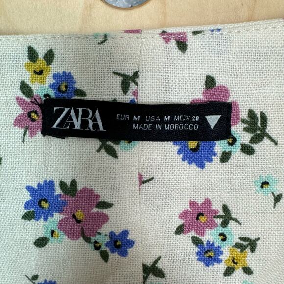 Zara Women’s Floral Button Front Square Neck Crop Top Size Medium - Picture 6 of 7